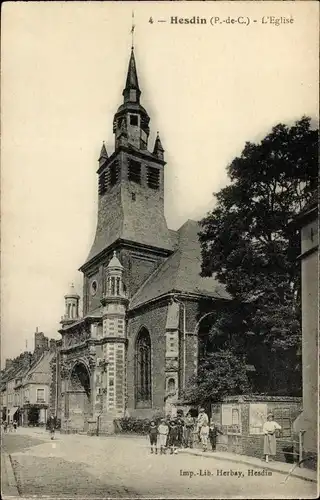 Ak Hesdin Pas de Calais, Kirche