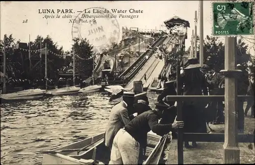 Ak Paris XVI. Passy, Luna Park, Water Chute Lake, Landung