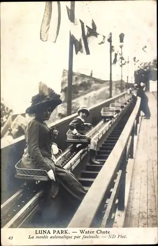 Ak Paris XVI, Luna Park, Wasserrutsche