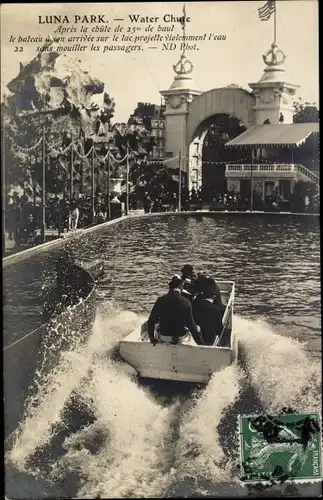 Ak Paris XVI, Luna Park, Wasserrutsche