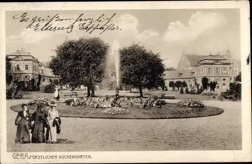 Ak Gera in Thüringen, Fürstlicher Küchengarten, Springbrunnen