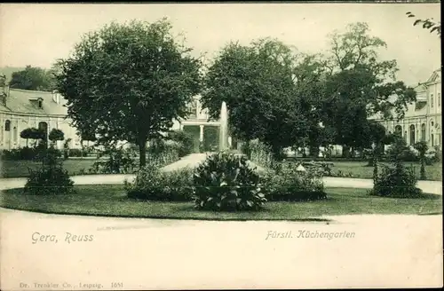 Ak Gera in Thüringen, Fürstlicher Küchengarten, Springbrunnen