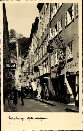 Ak Salzburg in Österreich, Getreidegasse, Geschäfte