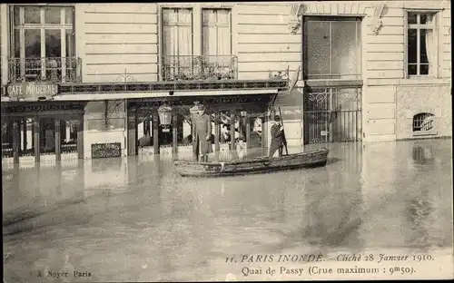 Ak Paris Passy, Überschwemmung 1910, Quai de Passy