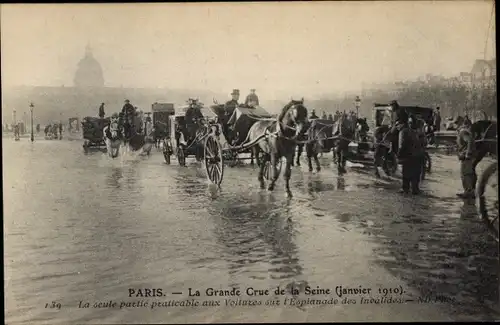 Ak Paris VII, Große Flut der Seine Januar 1910, Seine Hochwasser im Januar 1910