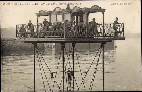 Ak Saint Malo Ille et Vilaine Bretagne, Rollbrücke bei Flut