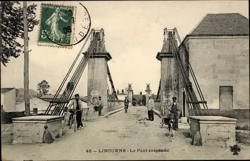 Ak Libourne Gironde, Hängebrücke