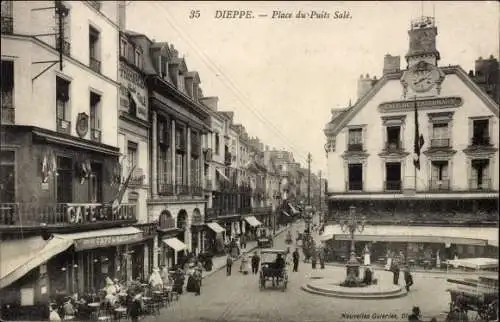 Ak Dieppe Seine Maritime, Place du Puits Salé