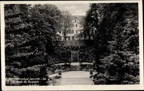 Ak Herrmannsbad Bad Lausick in Sachsen, Terrasse im Kurpark