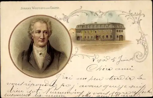 Foto Ak Weimar in Thüringen, Schriftsteller Johann Wolfgang von Goethe, Goethehaus, Portrait