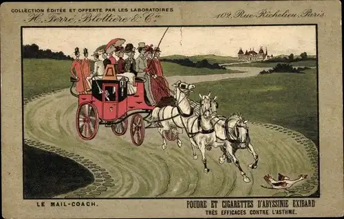 Künstler Ak Poudre et Cigarettes d'Abyssinie Exibard, Pferdekutsche