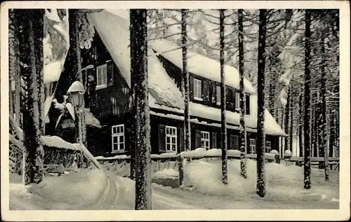 Ak Altenberg im Osterzgebirge, Waldschänke Raupennest, Max Nacke, Winter