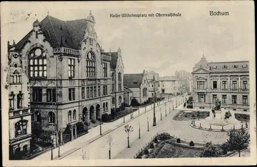 Ak Bochum im Ruhrgebiet, Kaiser Wilhelm Platz mit Oberrealschule