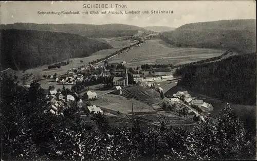 Ak Scheibe Alsbach Neuhaus am Rennweg Thüringen, Blick auf den Ort mit Umgebung