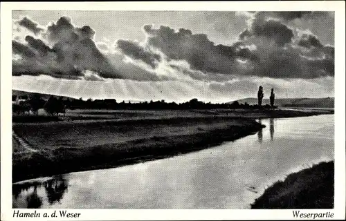 Ak Hameln an der Weser Niedersachsen, Weserpartie
