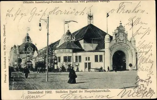 Ak Düsseldorf am Rhein, Südliches Portal der Hauptindustriehalle