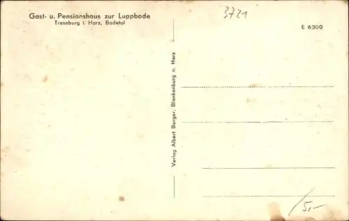 Ak Treseburg Thale im Harz, Gast- und Pensionshaus zur Luppbode