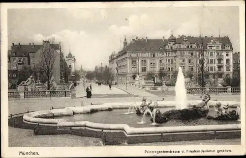 Ak München, Prinzregentenstraße vom Friedensdenkmal gesehen