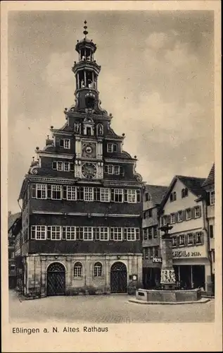 Ak Esslingen am Neckar, Altes Rathaus, Brunnen