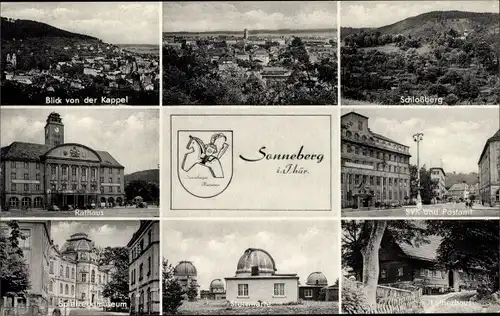 Ak Sonneberg in Thüringen, Rathaus, Schlossberg, Spielzeugmuseum, Sternwarte, Lutherhaus