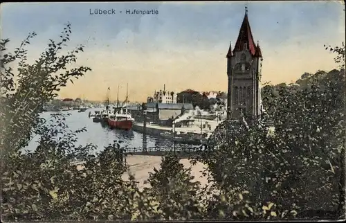 Ak Hansestadt Lübeck, Hafen