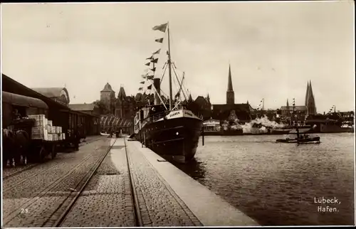 Ak Hansestadt Lübeck, Hafen