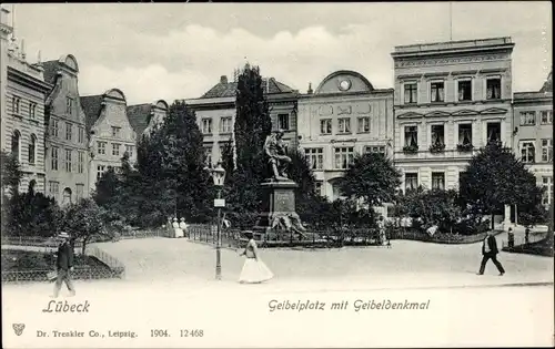 Ak Hansestadt Lübeck, Geibelplatz, Geibeldenkmal
