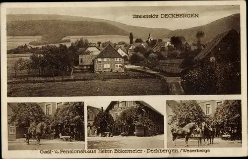 Ak Deckbergen Rinteln an der Weser, Gesamtansicht, Gasthaus Heinr. Bökemeier