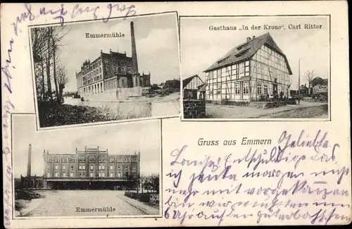 Ak Emmern Emmerthal Weser, Emmermühle, Gasthaus In der Krone