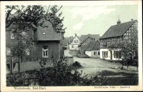 Ak Wettelrode Sangerhausen Südharz, Strähl'sche Villa, Gasthof