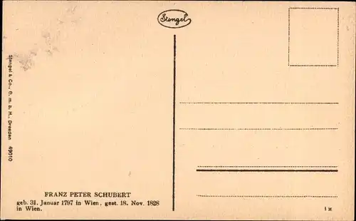 Ak Österr. Komponist Franz Schubert, Portrait