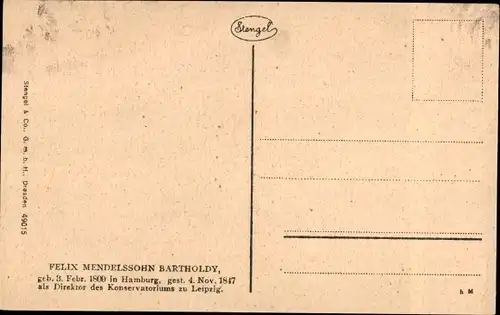 Ak Komponist Felix Mendelssohn Bartholdy, Portrait