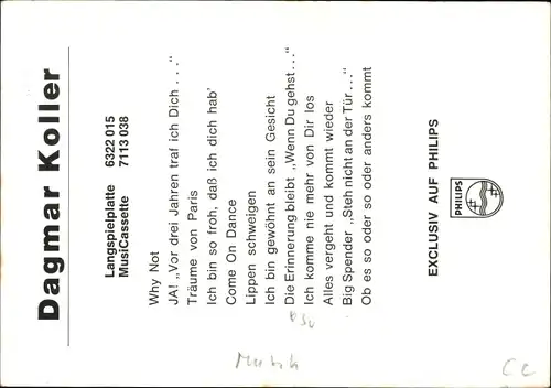 Ak Schauspielerin und Sängerin Dagmar Koller, Portrait, Autogramm