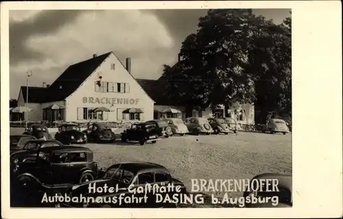 Foto Ak Dasing in Schwaben, Hotel und Gaststätte Brackenhof, Autos