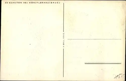 Künstler Ak Zinnoberfest, Hampelmann, Karikatur, Künstlerhausbau Graz
