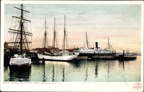 Ak Jacksonville Fla. USA, entlang der Wasserfront