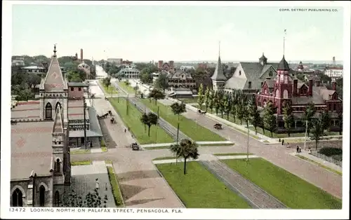 Ak Pensacola Florida USA, Blick nach Norden auf die Palafax Street