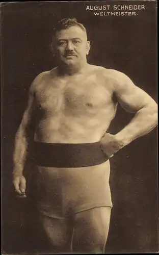 Ak Weltmeister August Schneider, Portrait, Ringer ?