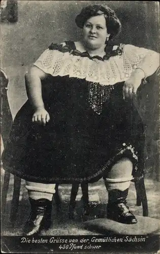 Ak Die gemütliche Sächsin, 450 Pfund schwer