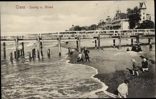 Ak Selenogradsk Ostseebad Cranz Ostpreußen, Seesteg und Strand