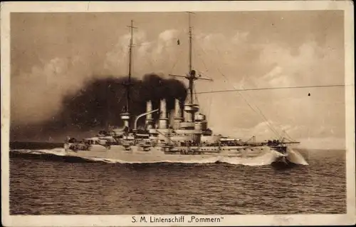 Ak Deutsches Kriegsschiff, SMS Pommern, Linienschiff