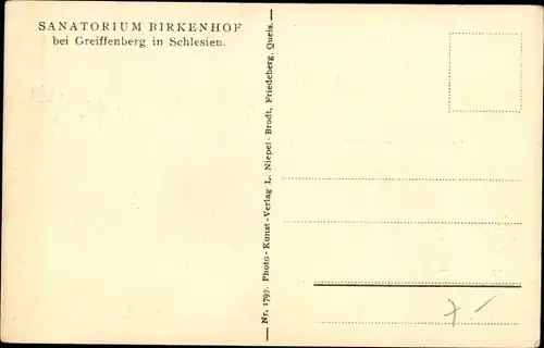 Ak Gryfów Śląski Greiffenberg Schlesien, Sanatorium Birkenhof