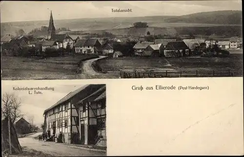 Ak Ellierode Hardegsen in Niedersachsen, Kolonialwarenhandlung, Totalansicht