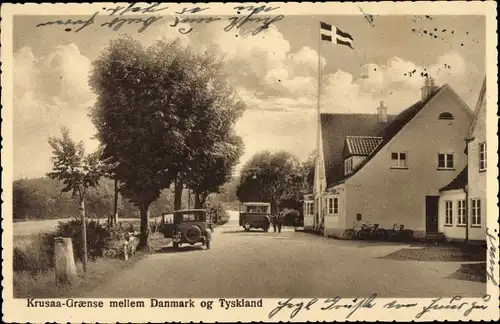 Ak Kruså Krusaa Krusau Dänemark, Deutsch-Dänische Grenze