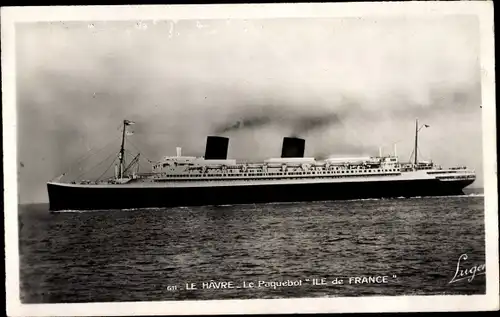 Ak Le Havre, Le Paquebot Ile de France, CGT, French Line
