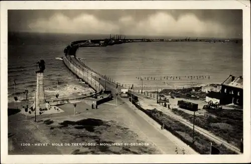 Ak Knokke Heist Heyst Knocke sur Mer Westflandern, Mole de Zeebrugge, Monument St-Georges