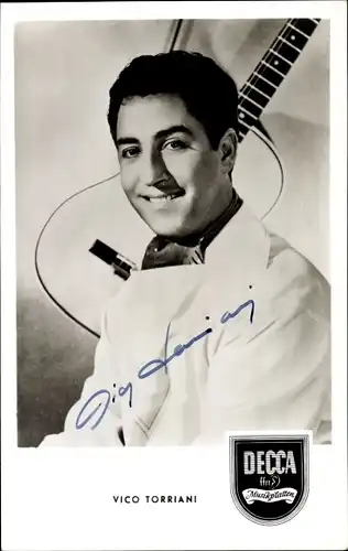 Ak Schauspieler und Sänger Vico Torriani, Portrait, Decca-Schallplatten, Autogramm