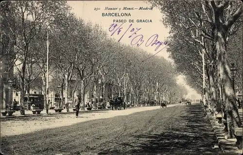 Ak Barcelona Katalonien Spanien, Paseo de Gracia