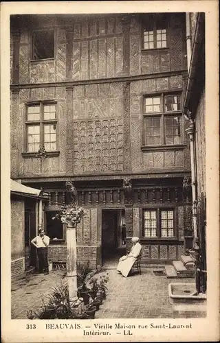 Ak Beauvais Oise, Altes Haus, Rue Saint-Laurent