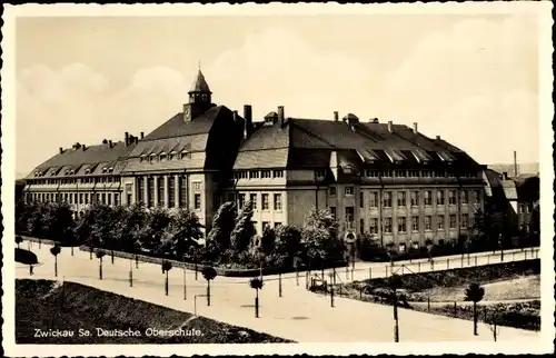 Ak Zwickau in Sachsen, Oberschule, Außenansicht